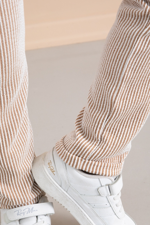 Fitilli Taba Çizgili Erkek Çocuk Beli Lastikli Pantolon 20376