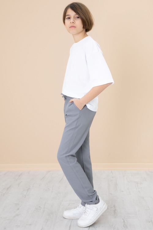 Füme Duble Paça Erkek Çocuk Jogger Kumaş Pantolon 20055