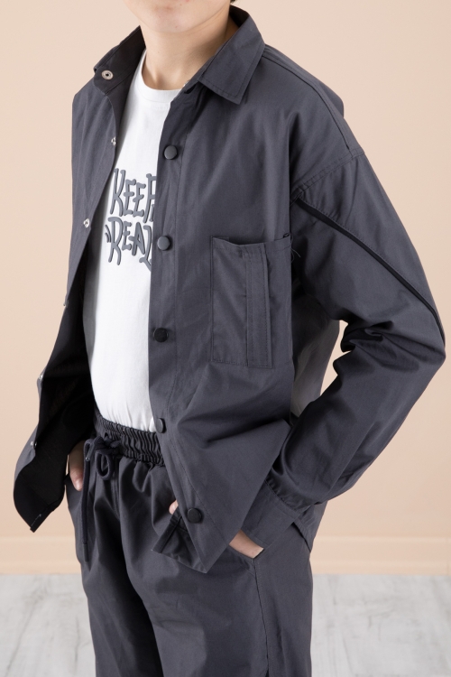 Füme Erkek Çocuk 3lü Takım Tişört Gömlek Pantolon 20230