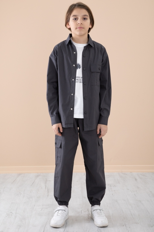 Füme Erkek Çocuk Baskılı Tişörtlü 3lü Takım 20329