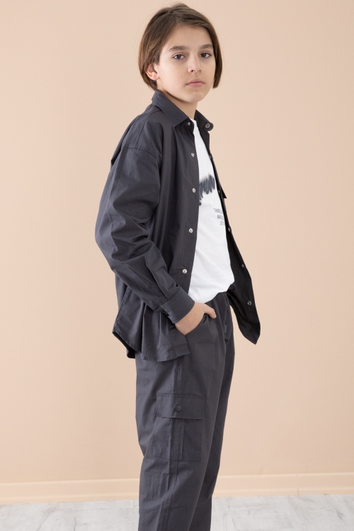 Füme Erkek Çocuk Baskılı Tişörtlü 3lü Takım 20329