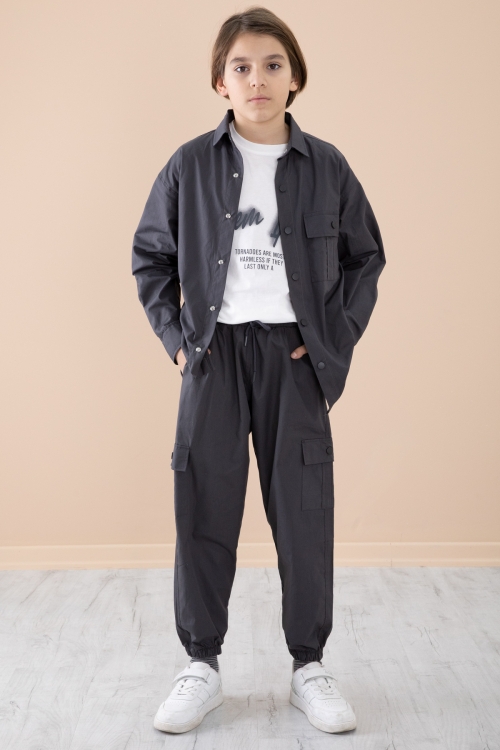 Füme Erkek Çocuk Baskılı Tişörtlü 3lü Takım 20329