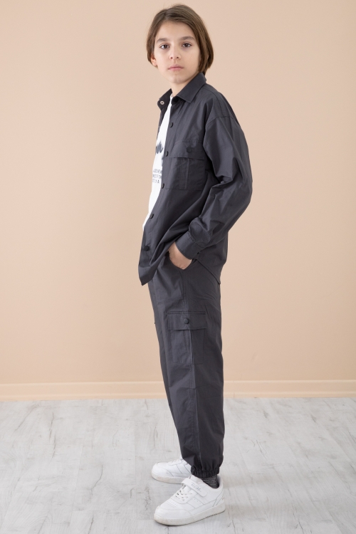 Füme Erkek Çocuk Baskılı Tişörtlü 3lü Takım 20329