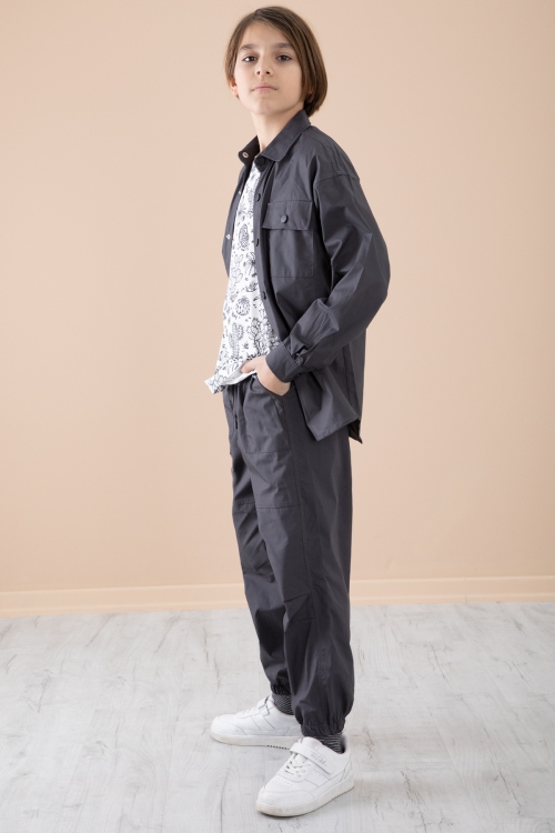 Füme Erkek Çocuk Gögüs Cepli 3lü Takım 20350