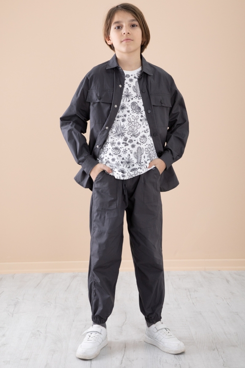 Füme Erkek Çocuk Gögüs Cepli 3lü Takım 20350