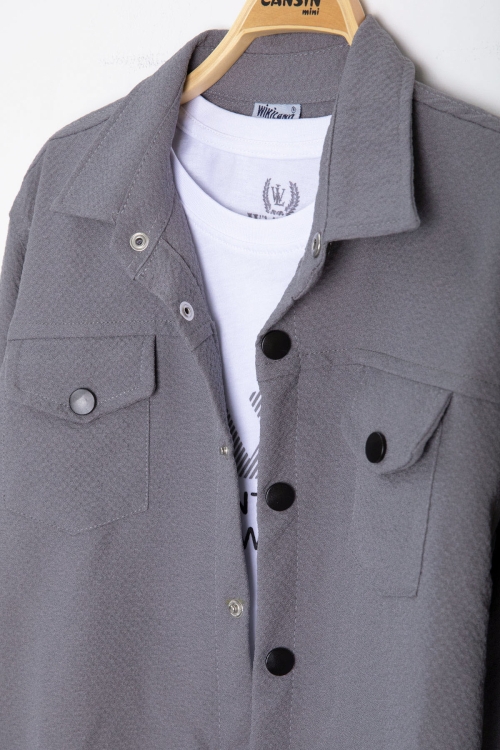 Füme Erkek Çocuk Jogger Gömlekli Tişörtlü 2li Takım 20400