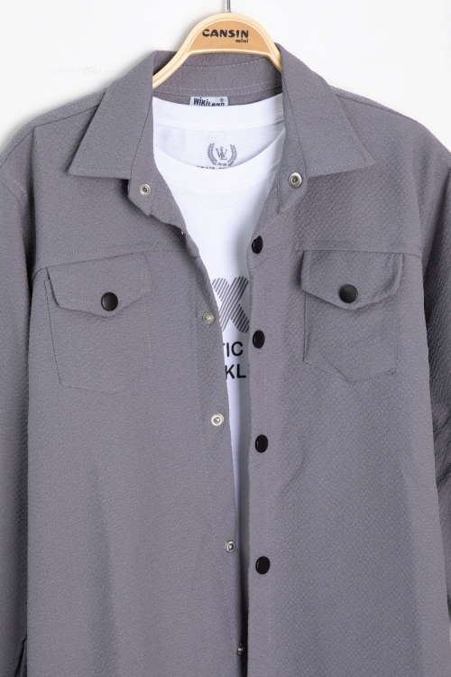 Füme Erkek Çocuk Jogger Gömlekli Tişörtlü 2li Takım 20400