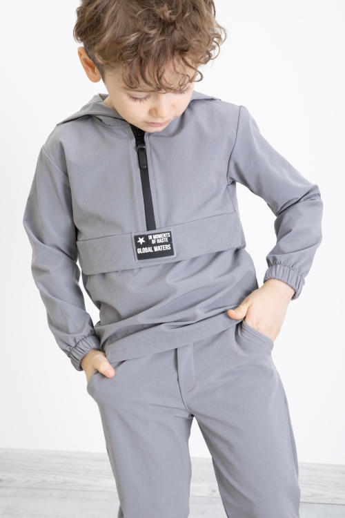 Füme Erkek Çocuk Paraşüt Kapşonlu Takım 20155