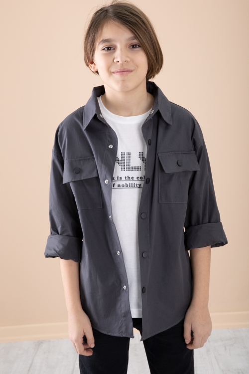 Füme Gömlek Tişörtlü Erkek Çocuk 2li Takım 20126