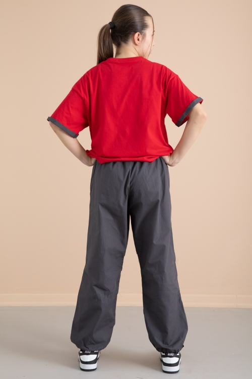 Füme Kız Çocuk Paraşüt Pantolonlu 2li Takım 20390