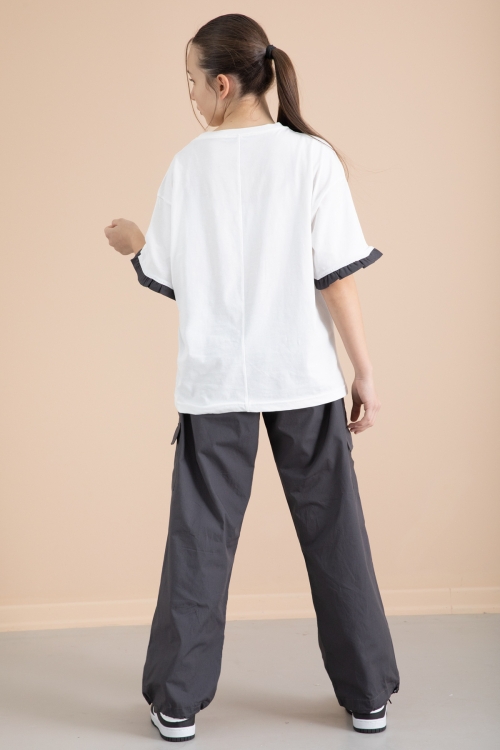 Füme Kız Çocuk Tişört ve Kargo Cepli Pantolonlu 2li Takım 20394