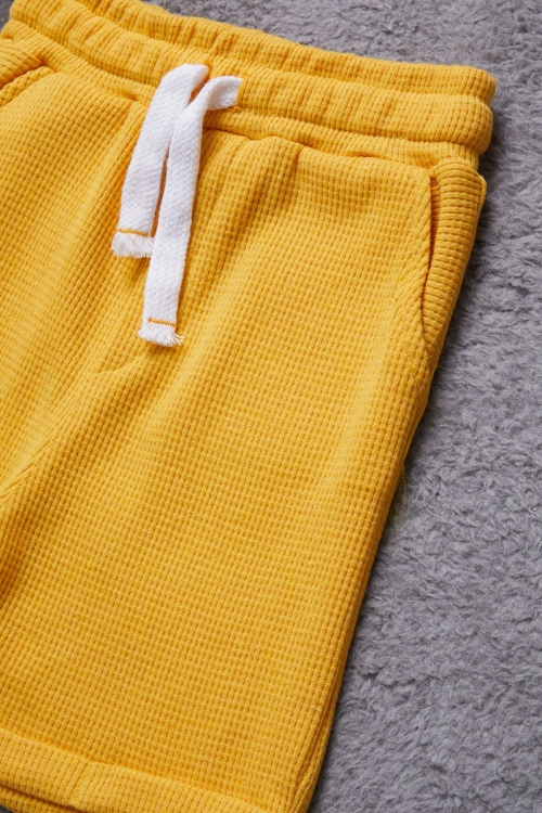 Füme Yaprak Baskılı Düğmeli Erkek Bebek Şortlu Takım 19183