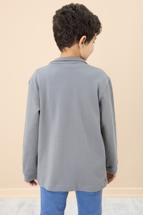 Füme Yazı Baskılı Tişörtlü Gömlekli Erkek Çocuk Takım 20304