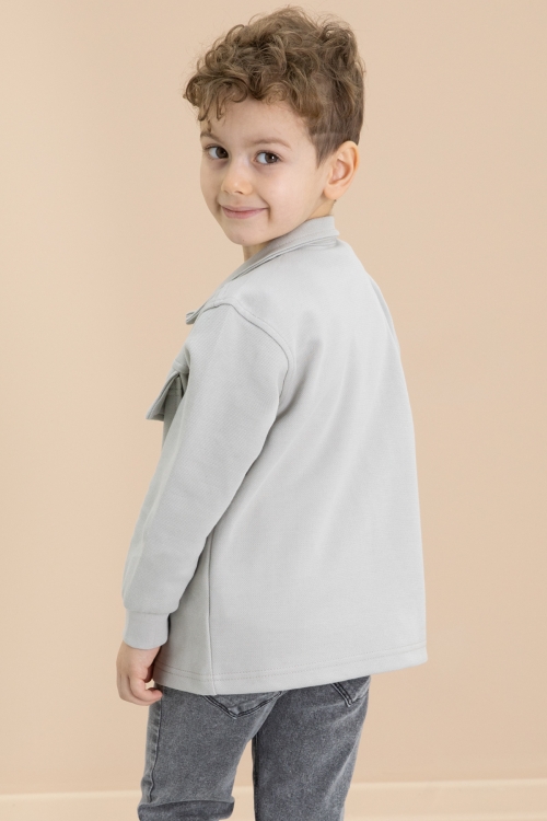 Gri Cep Kapaklı Gömlekli Jean Pantolonlu Erkek Çocuk 3lü Takım 20021