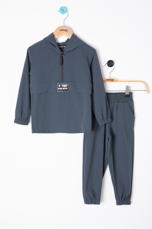 Gri Erkek Çocuk Paraşüt Kapşonlu Takım 20156