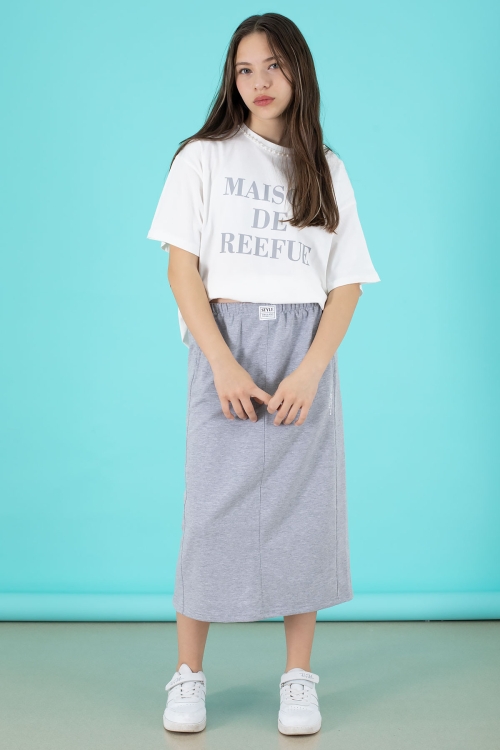 Gri Kız Çocuk Etekli Baskılı Tişörtlü Takım 20506