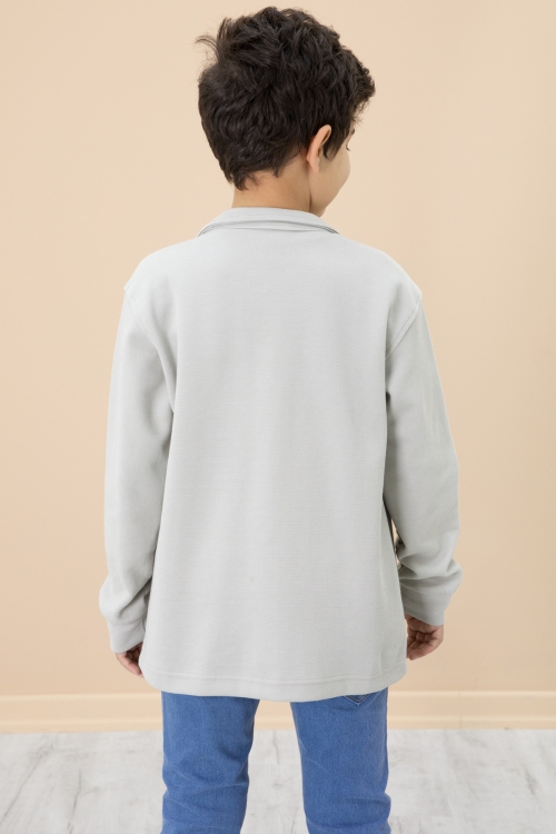 Gri Yazı Baskılı Tişörtlü Gömlekli Erkek Çocuk Takım 20008