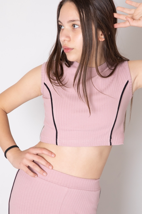 Gül Kurusu Kız Çocuk Tatylı Croplu 2li Takım 20248