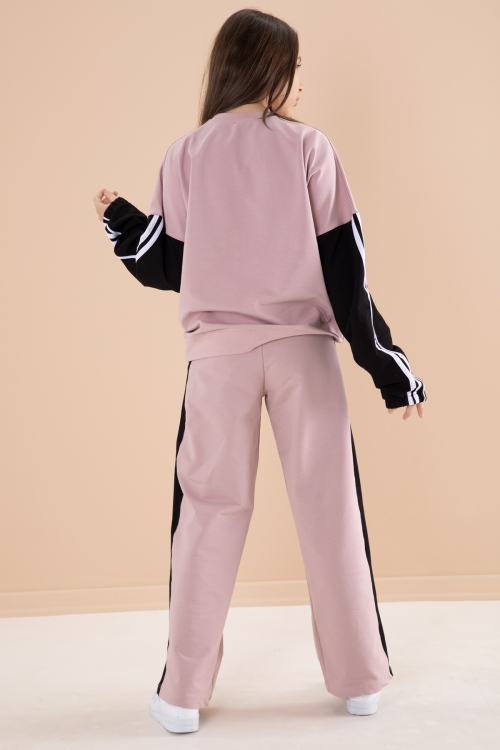 Gül Kurusu Yanları Çizgili Kız Çocuk 2li Takım 20102