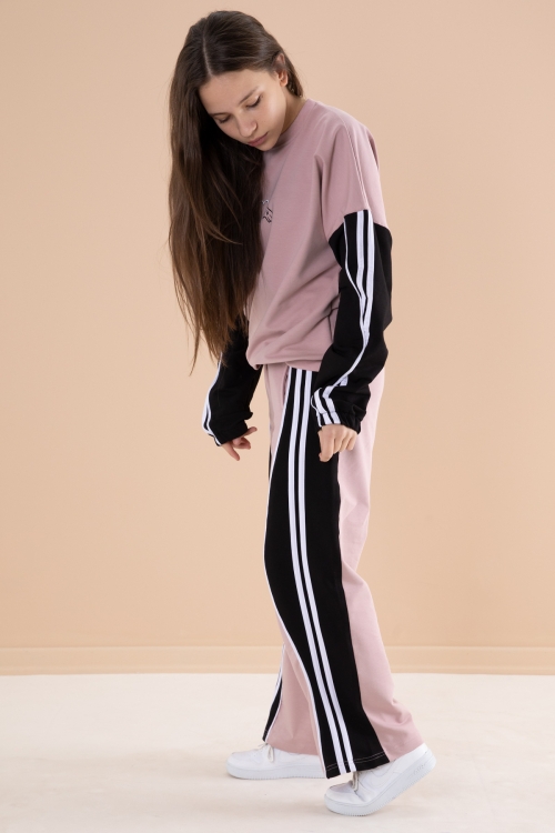 Gül Kurusu Yanları Çizgili Kız Çocuk 2li Takım 20102