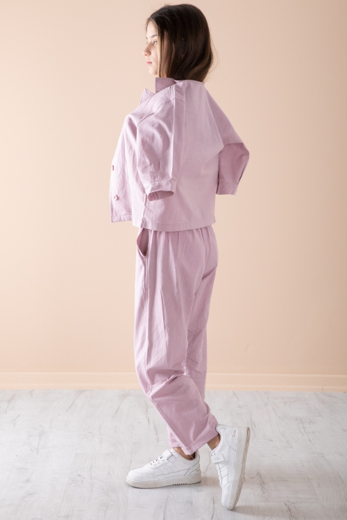 Gül Kurusu Yarım Kol Kız Çocuk 3lü Croplu Takım 20326