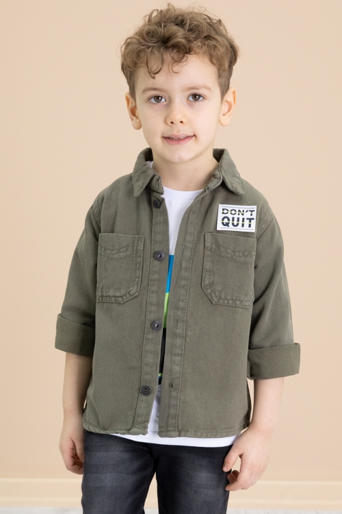 Haki Armalı Jean Gömlekli Pantolonlu Erkek Çocuk 3lü Takım 20026