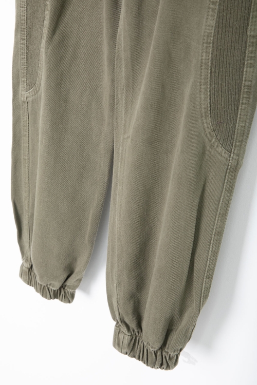 Haki Bel ve Paçası Lastikli Erkek Çocuk Keten Pantolon 20408