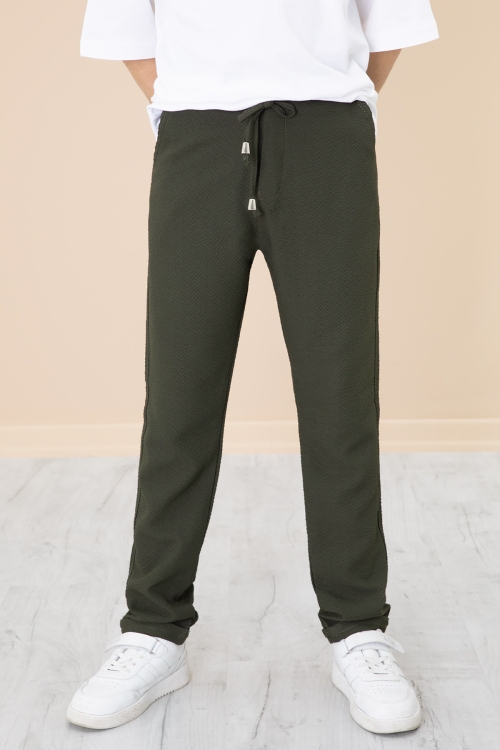 Haki Duble Paça Erkek Çocuk Jogger Kumaş Pantolon 20054
