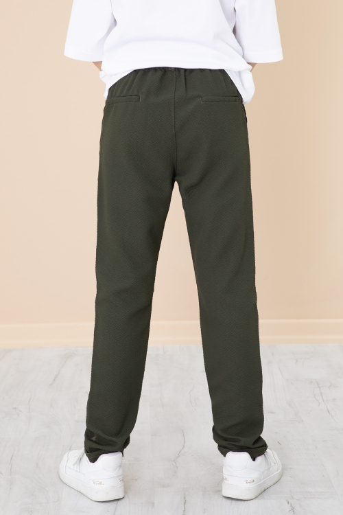 Haki Duble Paça Erkek Çocuk Jogger Kumaş Pantolon 20054