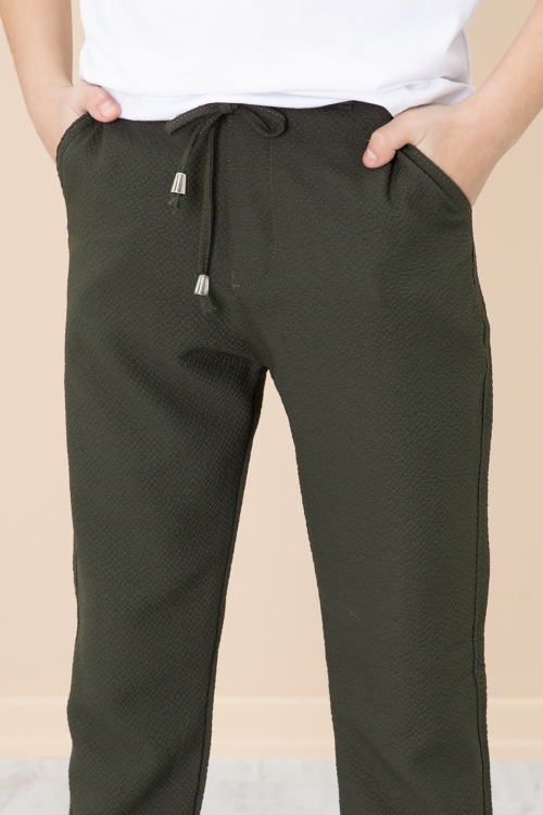 Haki Duble Paça Erkek Çocuk Jogger Kumaş Pantolon 20054