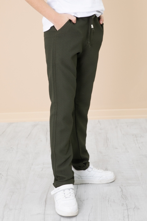 Haki Duble Paça Erkek Çocuk Jogger Kumaş Pantolon 20054