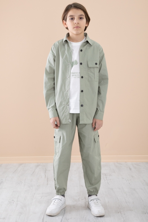 Haki Erkek Çocuk Baskılı Tişörtlü 3lü Takım 20330