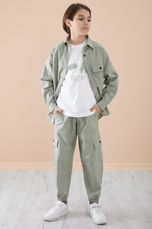 Haki Erkek Çocuk Baskılı Tişörtlü 3lü Takım 20330