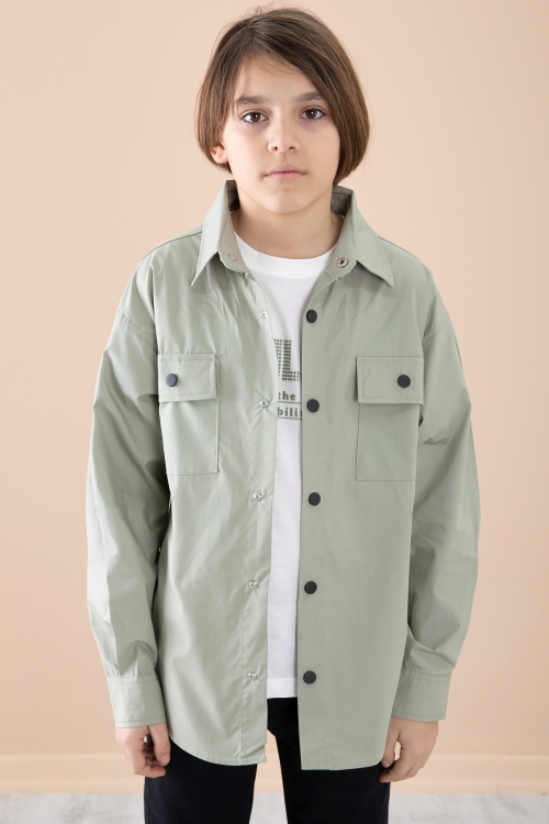 Haki Gömlek Tişörtlü Erkek Çocuk 2li Takım 20127