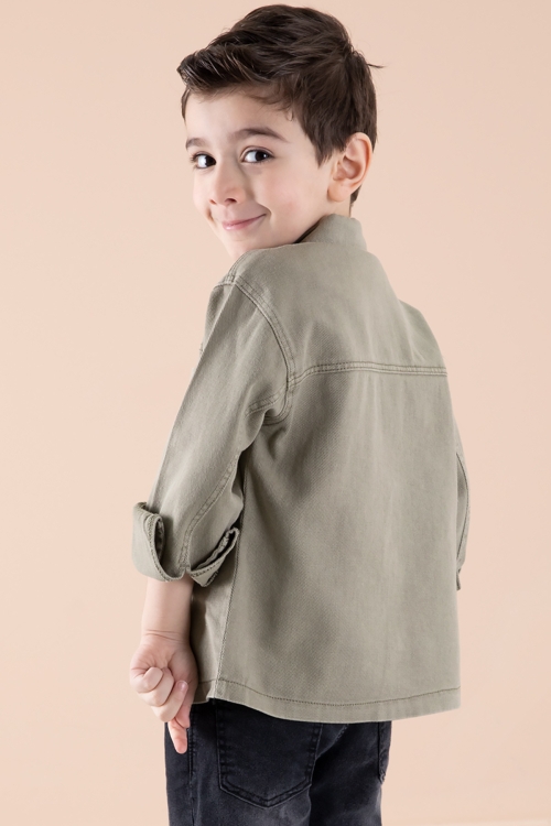 Haki Jean Ceket Yazı Baskılı Erkek Çocuk Pantolonlu 3lü Takım 20314