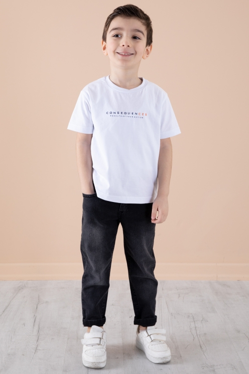 Haki Jean Ceket Yazı Baskılı Erkek Çocuk Pantolonlu 3lü Takım 20314