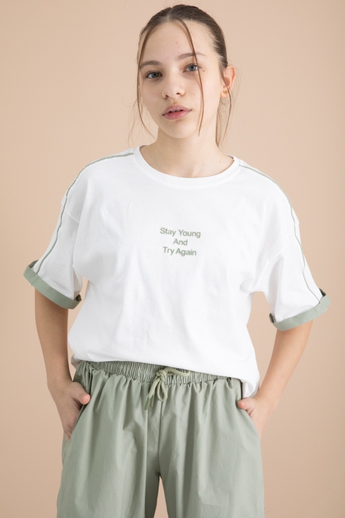 Haki Kız Çocuk Paraşüt Pantolonlu 2li Takım 20389