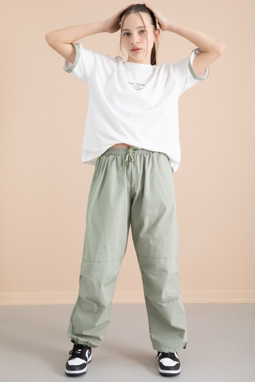 Haki Kız Çocuk Paraşüt Pantolonlu 2li Takım 20389