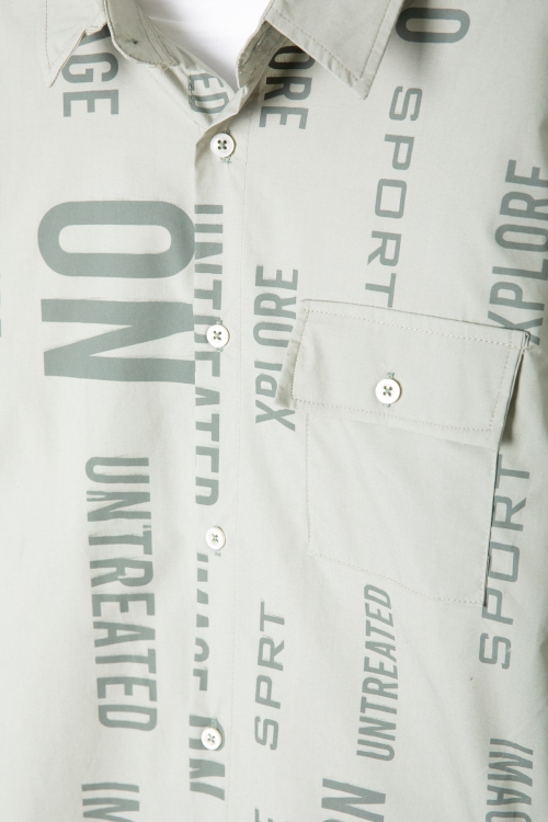 Haki Yazı Baskılı Gömlek Beyaz Tişörtlü Erkek Çocuk 2li Takım 20138