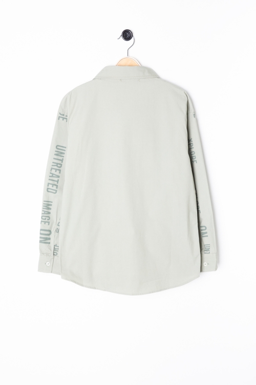 Haki Yazı Baskılı Gömlek Beyaz Tişörtlü Erkek Çocuk 2li Takım 20138