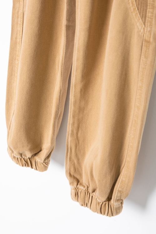 Hardal Bel ve Paçası Lastikli Erkek Çocuk Keten Pantolon 20411