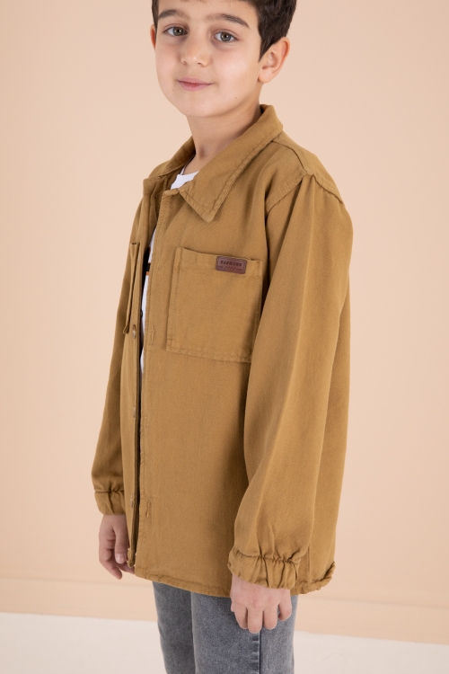 Hardal Düğmeli Gömlekli Jean Pantolonlu Erkek Çocuk 3lü Takım 19972