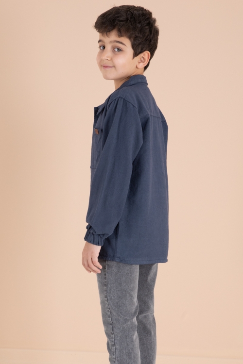 İndigo Düğmeli Gömlekli Jean Pantolonlu Erkek Çocuk 3lü Takım 19971