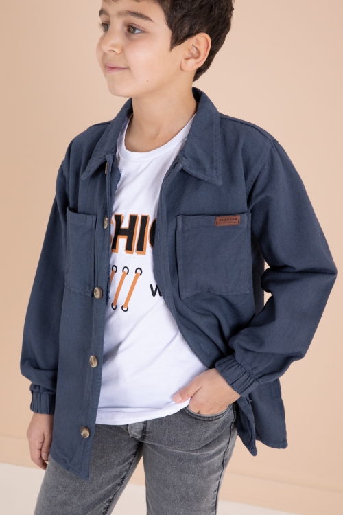 İndigo Düğmeli Gömlekli Jean Pantolonlu Erkek Çocuk 3lü Takım 19971