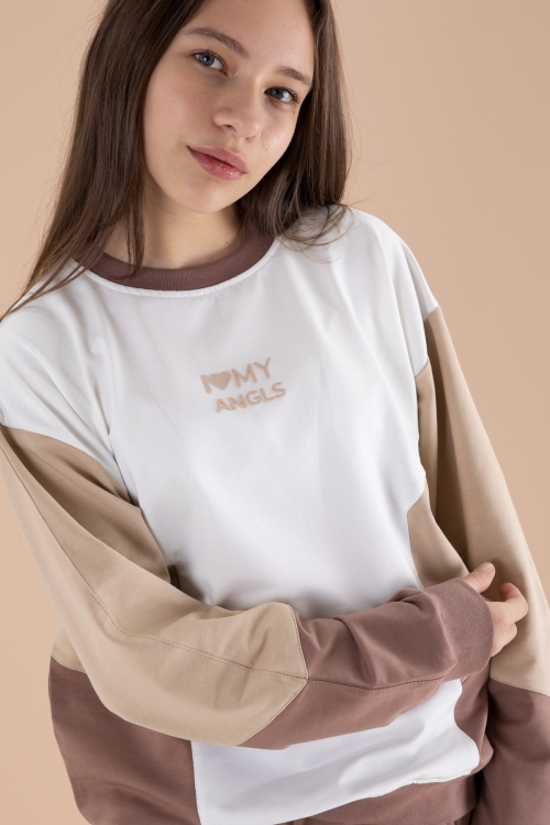 Kahve Angels Yazılı Bisiklet Yaka Kız Çocuk Eşofman Takımı 19975