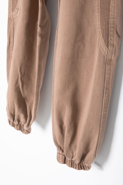 Kahve Bel ve Paçası Lastikli Erkek Çocuk Keten Pantolon 20410