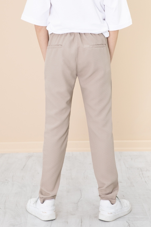 Kahve Duble Paça Erkek Çocuk Jogger Kumaş Pantolon 20057
