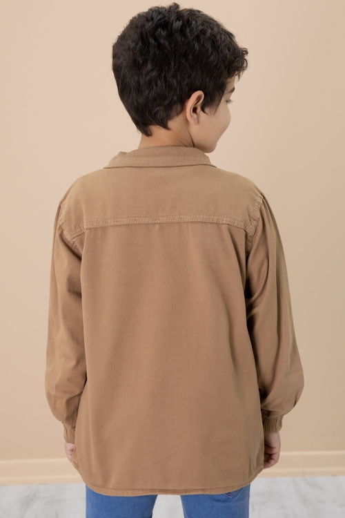 Kahve Gömlek ve Baskılı Tişörtlü Erkek Çocuk 2li Takım 19990