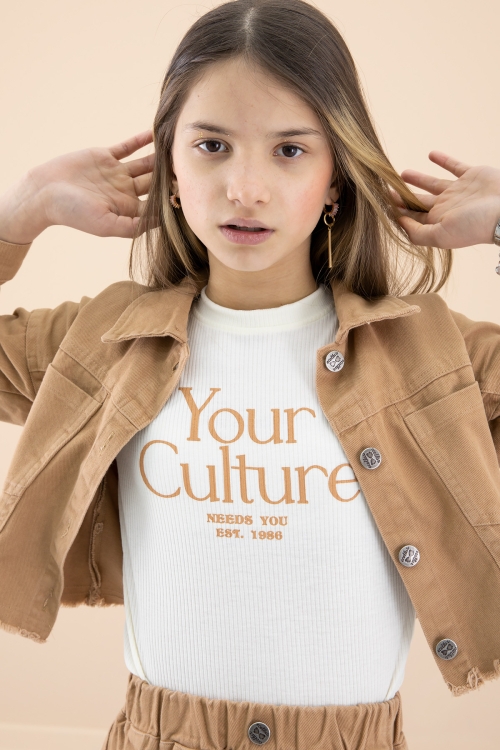 Kahve Püsküllü Jean Ceketli Kız Çocuk 3lü Etekli Takım 20177