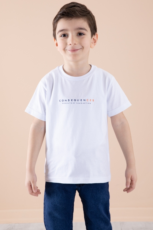 Kahverengi Jean Ceket Yazı Baskılı Erkek Çocuk Pantolonlu 3lü Takım 20313